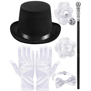8399 5 Pcs Adult Magician Costume Accessoriess Top Hat Wand